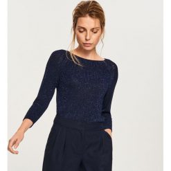 Sweter z błyszczącą nitką - Granatowy. Niebieskie swetry klasyczne damskie Reserved, l. Za 69,99 zł.
