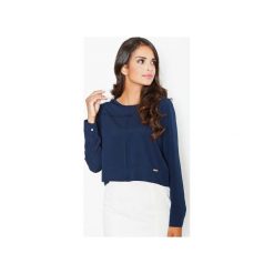 Bluzka M395 Granat. Niebieskie bluzki damskie FIGL, m, bez wzorów, eleganckie, bez kołnierzyka, z długim rękawem. Za 99,00 zł.