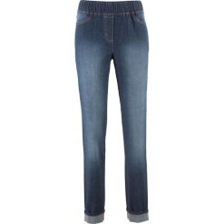Jegginsy z wygodnym paskiem Slim Fit bonprix ciemny denim. Czarne jeansy damskie bonprix. Za 99,99 zł.