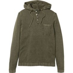 Sweter z kapturem bonprix ciemnooliwkowy. Zielone swetry męskie bonprix, m, bez wzorów, z kapturem, z kapturem. Za 89,99 zł.