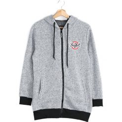 Biało-Czarna Bluza Interlude. Białe bluzy męskie rozpinane Born2be, l, z aplikacjami, z kapturem. Za 49,99 zł.