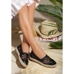Czarne Espadryle Marimba. Czarne espadryle damskie Renee, bez wzorów, bez obcasa, na płaskiej podeszwie. Za 99,99 zł.