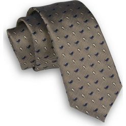Brązowy Elegancki Krawat Męski -ALTIES- 6 cm, w Granatowy Wzór Paisley, Łezki KRALTS0286. Pomarańczowe krawaty męskie Alties, bez wzorów, z tkaniny, eleganckie. Za 40,00 zł.