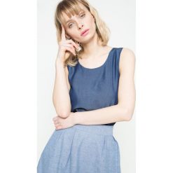 Vila - Top. Niebieskie topy damskie marki Vila, s, z lyocellu, z okrągłym kołnierzem. W wyprzedaży za 39,90 zł.