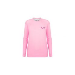 SWEATSHIRT - HEARTBEAT - OVERSIZE. Różowe bluzy damskie Kingsize, l, z nadrukiem, z bawełny, bez rękawów, bez kaptura. Za 74,50 zł.