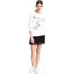 BLUZA NIEROZPINANA DAMSKA. Szare bluzy damskie TROLL, na lato, z aplikacjami, z długim rękawem, długie, bez kaptura. W wyprzedaży za 29,99 zł.