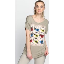 Khaki T-shirt Fun And Games. Brązowe bluzki damskie marki Born2be, uniwersalny. Za 19,99 zł.
