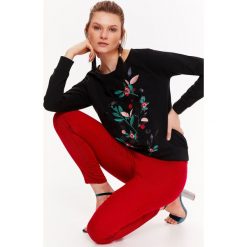Bluzy damskie: BLUZA NIEROZPINANA DAMSKA Z HAFTEM, Z APLIKACJĄ