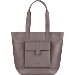 Shopper bag damskie: Skórzany shopper bag w kolorze szarym – 42 x 34 x 11 cm