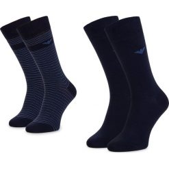 Zestaw 3 par wysokich skarpet męskich EMPORIO ARMANI - 302402 9P293 00334 r. 39-46 Blu. Niebieskie skarpetki męskie Emporio Armani, bez wzorów, z elastanu. Za 119,00 zł.