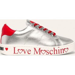 Love Moschino - Buty skórzane. Szare buty sportowe damskie Love Moschino, bez wzorów, ze skóry, sportowe. Za 769,90 zł.
