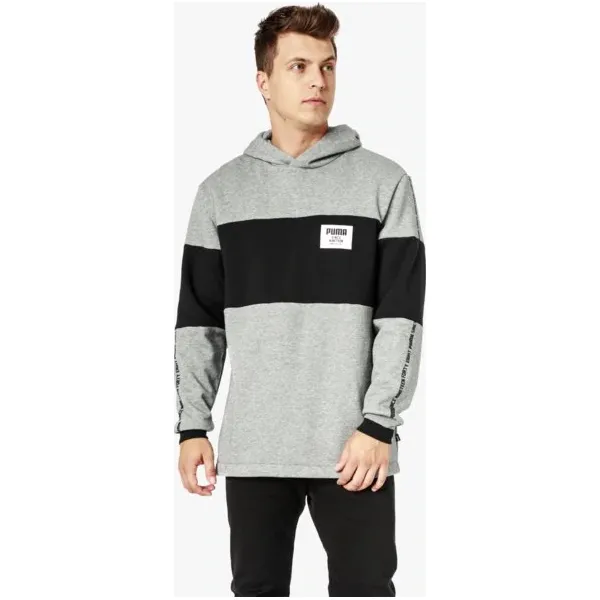 Puma Bluza Rebel Block Hoody Fl , szary, rozmiar M. Szare bluzy męskie Puma, m, bez wzorów, z bawełny, z kapturem, bez rękawów, bez kaptura. W wyprzedaży za 159,99 zł.