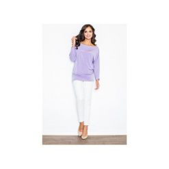 Bluzka M037 Fiolet. Szare bluzki longsleeves marki FIGL, m, z bawełny, eleganckie, z asymetrycznym kołnierzem. Za 65,00 zł.