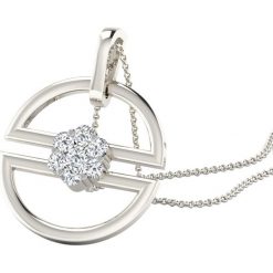 Naszyjniki damskie: Srebrny naszyjnik z zawieszką z diamentem – dł. 40 cm