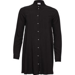 Bluzka z plisą guzikową z perełkami bonprix czarny. Czarne bluzki damskie marki bonprix, eleganckie, z dekoltem w serek, z długim rękawem. Za 89,99 zł.