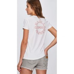 Karl Lagerfeld - Top. Czarne bluzki damskie marki KARL LAGERFELD, s, z nadrukiem, z bawełny, z okrągłym kołnierzem. Za 369,90 zł.