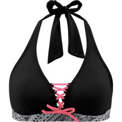 Stroje dwuczęściowe damskie: Biustonosz bikini z ramiączkami wiązanymi na szyi bonprix czarny