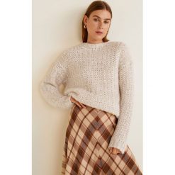 Mango - Sweter. Różowe swetry klasyczne damskie marki Mango, m, z wełny, z okrągłym kołnierzem. W wyprzedaży za 99,90 zł.