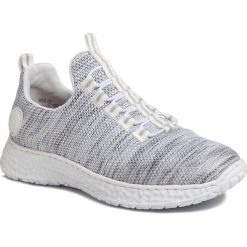 Sneakersy RIEKER - N4174-81 Weiss. Szare półbuty damskie Rieker, z materiału. Za 249,00 zł.