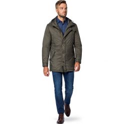 Kurtka Zielona Olivia. Zielone płaszcze męskie marki LANCERTO, na zimę, s, bez wzorów, z jeansu, eleganckie, bez kaptura. W wyprzedaży za 399,90 zł.