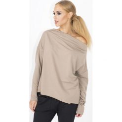 Cappuccino Luźna Bluzka z Opadającym Dekoltem. Szare podkoszulki damskie marki Molly.pl, s, bez wzorów, z dresówki, z długim rękawem. Za 67,90 zł.