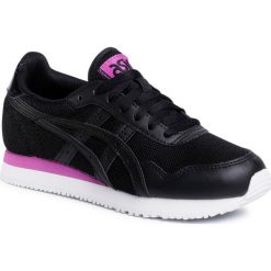 Sneakersy ASICS - Tiger Runner 1192A188 Black/Black 001. Czarne półbuty damskie Asics, na co dzień, bez wzorów, ze skóry ekologicznej, bez obcasa, na płaskiej podeszwie, bez zapięcia. Za 249,00 zł.