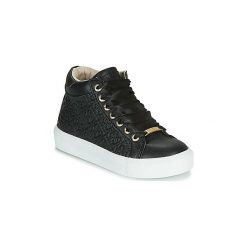 Buty Dziecko Guess MISSY HI. Czarne trampki dziewczęce Guess, z aplikacjami, bez zapięcia. Za 319,00 zł.