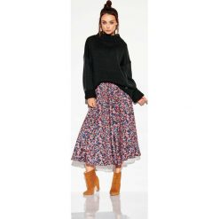 Zwiewna Midi Spódnica we Wzory Druk 10. Szare spódniczki damskie Molly.pl, l, bez wzorów, eleganckie, midi. Za 178,90 zł.