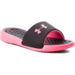 Klapki UNDER ARMOUR - Playmaker Fix Sl 3000063-001 Blk. Czarne klapki damskie Under Armour, bez wzorów, z tworzywa sztucznego, na wysokim obcasie. Za 109,95 zł.