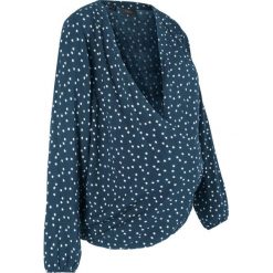 Bluzka ciążowa i do karmienia bonprix ciemnoniebieski z nadrukiem. Niebieskie bluzki damskie marki bonprix, z nadrukiem, z wiskozy, z kopertowym dekoltem. Za 89,99 zł.