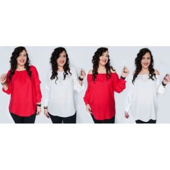 Bluzka Angela hiszpanka MODA XXL. Czerwone bluzki damskie Moda Size Plus Iwanek, xl, bez wzorów, bez kołnierzyka, bez rękawów. Za 109,00 zł.