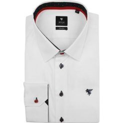 Biała Elegancka Koszula Męska z Długim Rękawem -REY JAY- Taliowana, 100% Bawełna KSDWRJrap315026SL. Białe koszule męskie Rey Jay, m, bez wzorów, z bawełny, eleganckie, bez kołnierzyka, z długim rękawem. W wyprzedaży za 59,00 zł.