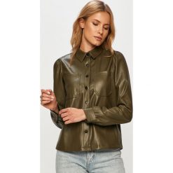 Noisy May - Koszula. Zielone bluzki damskie Noisy May, s, bez wzorów, ze skóry, klasyczne, z klasycznym kołnierzykiem, z długim rękawem. Za 149,90 zł.