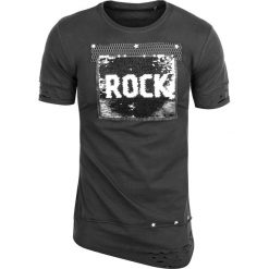 Koszulka męska t-shirt long czarny Recea. Czarne koszulki męskie Recea, xl, z aplikacjami, z bawełny, bez kołnierzyka, z długim rękawem, długie. W wyprzedaży za 29,99 zł.