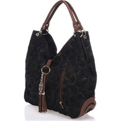 Torebki klasyczne damskie: Skórzana torebka w kolorze czarnym – 40 x 30 x 18 cm