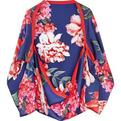 Poncho bonprix kobaltowy w kwiaty. Niebieskie żakiety damskie bonprix, z aplikacjami. Za 59,99 zł.
