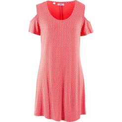 Sukienki: Sukienka shirtowa z wycięciami, krótki rękaw bonprix koralowy w kropki