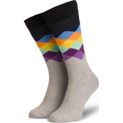 Skarpety Wysokie Męskie HAPPY SOCKS - FAD01-9500 Kolorowy Szary. Szare skarpetki męskie marki Happy Socks, bez wzorów, z elastanu. Za 39,90 zł.