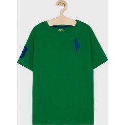 Polo Ralph Lauren - T-shirt dziecięcy 134-176 cm. Zielone t-shirty chłopięce Polo Ralph Lauren, z aplikacjami, z bawełny, bez rękawów. W wyprzedaży za 119,90 zł.
