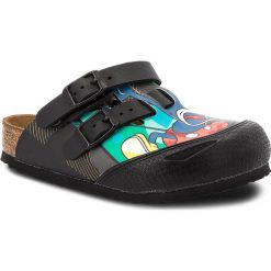 Klapki BIRKENSTOCK - Kay Kids 1010487 Pop Mickey Black. Czarne sandały dziewczęce Birkenstock, ze skóry ekologicznej, bez zapięcia. W wyprzedaży za 239,00 zł.