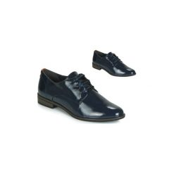 Derby Tamaris CARAWAY. Niebieskie półbuty damskie Tamaris, bez wzorów, bez obcasa, bez zapięcia. Za 151,90 zł.