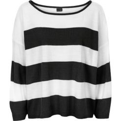 Swetry oversize damskie: Sweter oversize „boxy” bonprix czarno-biel wełny