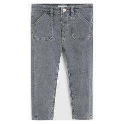Mango Kids - Jeansy dziecięce Oliver 80-104 cm. Szare spodnie chłopięce Mango Kids, bez wzorów, z elastanu. W wyprzedaży za 55,90 zł.