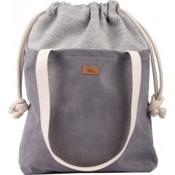 Torebka worek "DUOBAG", kolor szary z jasnymi rączkami. Szare torebki worki damskie me&BAGS, bez wzorów, z tkaniny, duże, bez dodatków. Za 229,00 zł.