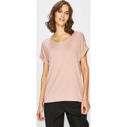 Only - Top. Różowe bluzki damskie marki ONLY, s, z elastanu, casualowe, z okrągłym kołnierzem, z krótkim rękawem. Za 69,90 zł.
