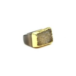 InspiRING Agat Chłodny Beż 1/4 Złoto rozmiar 14. Brązowe pierścionki damskie marki Brazi druse jewelry, z agatem, złote. Za 320,00 zł.