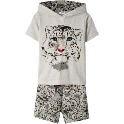 Shirt z kapturem + spódnico-spodnie (2 części) bonprix naturalny melanż. Białe spodnie dziewczęce bonprix, na lato, z nadrukiem. Za 54,99 zł.