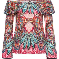 Shirt z długim rękawem bonprix czerwony wzorzysty. Czerwone koszulki damskie bonprix, bez wzorów, bez kołnierzyka. Za 89,99 zł.