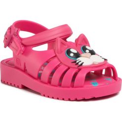 Sandały MELISSA - Mini Melissa Francxs Cat Bb 32872 Pink/White 52137. Różowe sandały dziewczęce Melissa, z tworzywa sztucznego, bez zapięcia. Za 249,00 zł.