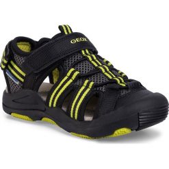 Sandały GEOX - J Sandal Kyle A J02E1A 014CE C0802 S Black/Lime. Czarne sandały chłopięce Geox, ze skóry ekologicznej, bez zapięcia. Za 279,00 zł.